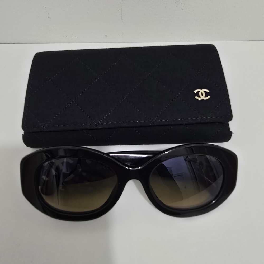 CHANEL Black and Brown Oval Sunglasses, NEW with BOX - Picture 10 of 14